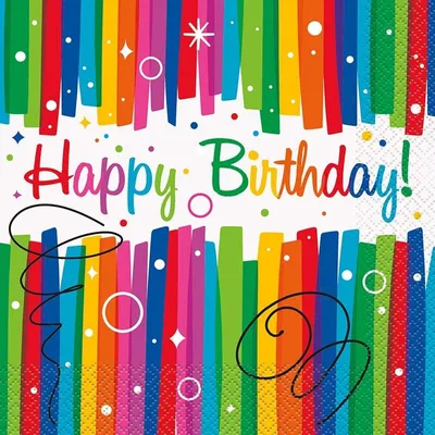 Produktbild von 16 Rainbow Swirl Happy Birthday Servietten 33cm