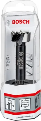 A Bosch Forstner drill bit is displayed in its clear plastic packaging.