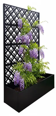 Zdjęcie produktu dla Donica Relaxdays z kratką, wzór Diamond, wymiary: 180 x 110 x 40 cm, osłona prywatności i donica na kwiaty, metal, czarna