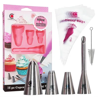 Immagine prodotto di Set di sacchetti per decorazioni con beccucci, 16 pezzi, accessori per la pasticceria per torte e biscotti, acciaio inossidabile