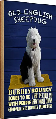 Produktbild von Holzschild Spruch 20x30cm Old English Sheepdog Hund bubbly