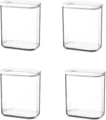 Produktbild von Mepal | Modula Vorratsdosen Set 1500 ml | 4-teilig | Weiß | Transparent mit weißem Deckel für klare Sicht | Frischhaltequalität | Stapelbar und platzsparend | Ideal für Küche und Vorratsraum