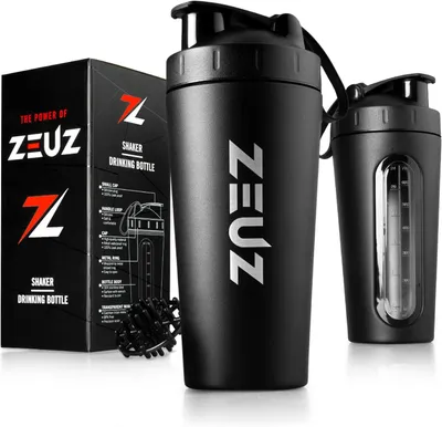 Productafbeelding van Shaker beker 700 ml, roestvrij staal, mat zwart, BPA-vrij, voor sport