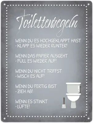 Produktbild von Toilettenregeln Metallschild XXL Schild Blechschild Aluminiumschild