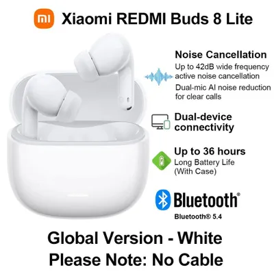 Produktbild von Kabellose In‑Ear Kopfhörer - M2539E1 - Bluetooth 5.4 - Bis Zu 36 Std. Laufzeit Mit Ladecase - USB‑C - Integriertes Mikrofon - Weiß
