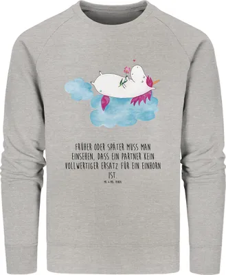 Produktbild von Mr. & Mrs. Panda Baumwoll Sweatshirt Einhorn Verliebt Größe L - Heather Grey - Geschenk, Sweater, Liebe, Pullover, Unicorn, Freundin, Pulli, Liebesbeweis, Einhörner