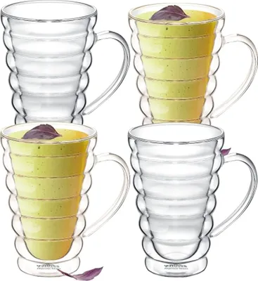Zdjęcie produktu dla Zestaw 4 szklanych kubków Wilmax z podwójnymi ściankami, 300 ml, WL-888424/A4