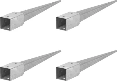 Produktbild von ADGO Einschlagbodenhülse, 4er Set Pfostenträger, Zaunpfostenträger, 100x100 Länge 750 mm