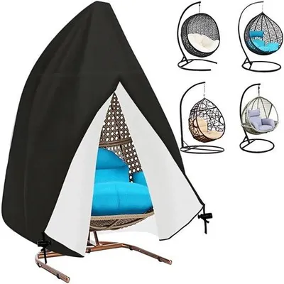 Image de Housse de protection étanche Unyqoos® pour fauteuil suspendu (jusqu'à 190 x 115 cm) – Tissu Oxford 210D avec revêtement PU, fermeture éclair et cordon de serrage à 360°, protection contre la pluie, la poussière et les rayons UV