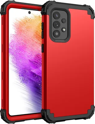 Produktbild von Galaxy A73 5G Hülle, 3 in 1 Hybrid PC TPU Stossfest Robust Schutzhülle für Samsung Galaxy A73 5G Rot
