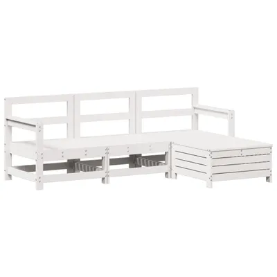Produktbild von vidaXL 4-tlg. Garten-Sofagarnitur Weiß Massivholz Kiefer