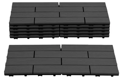Produktbild von Peviasot 30 Stück Terrassenfliesen 30 x 60 cm mit Klicksystem, UV- und witterungsbeständig für Terrasse, Pool und Balkon Anthrazit