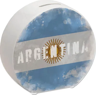 Produktbild von Spardose mit Argentinien-Flagge im Used Look - Sparschwein für Urlauber