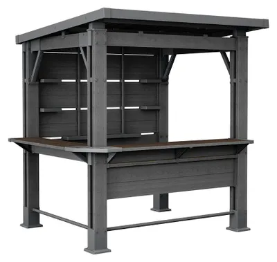 Produktbild von Keter Bar Gazebo Gartenpavillon mit integriertem Bartresen, wetterfest, H238 x B230 x T200 cm, DecoCoat Holzoptik in Walnuss
