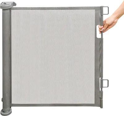 Produktbild von Türschutzgitter Rollo 0-150cm Treppenschutzrollo Treppenschutzgitter Einziehbares für Babys und Haustiere grau