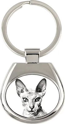 Immagine prodotto di Peterbald portachiavi con foto di un gatto Art-Dog