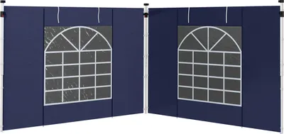 Produktbild von 2 Seitenteile Seitenwände Für 3 X 3/ 3 X 6 M Pavillon, Seitenplanen Mit Fenster, Tür, Ersatzwände Für Partyzelt, Oxford, Blau