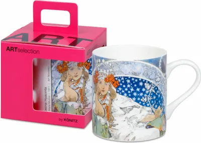 Immagine prodotto di Könitz Becher Princezna Hyacinta - Alfons Mucha, in Geschenkbox, Bone China, Blau, 400 ml, 11 5 004 2801