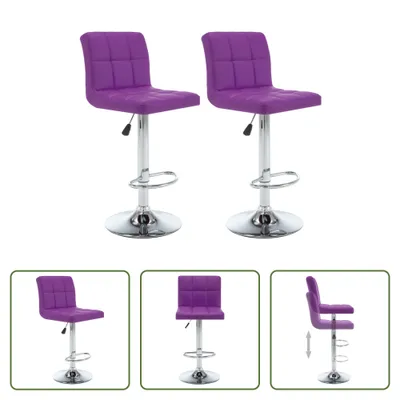 Image de The Living Store Tabouret de bar 2 pcs. Simili cuir violet
