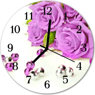 Produktbild von Glasuhr Wanduhr Küchenuhr Echt-Glas 30fi cm Rosen rosa
