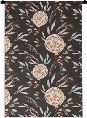 Produktbild von MuchoWow® Wandteppich Wandbehang Rosen - Braun - Schwarz 60x90 cm Tapisserie Dekoration Wandtuch - Foto-Teppich - Abwaschbar