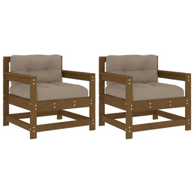 Produktbild von vidaXL Gartenstühle mit Kissen 2 Stk. Honigbraun Massivholz Kiefer