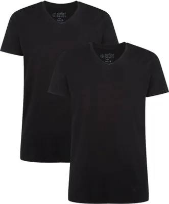 Produktbild von Bamboo Basics T-Shirt V-Neck Velo - Black - 2-Pack, Farbe:Black, Größe:L