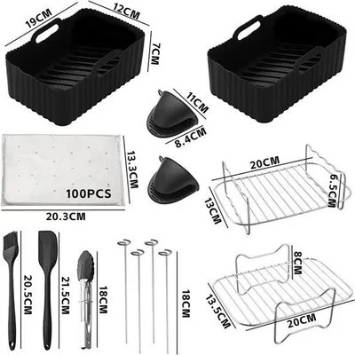 Image de Lot d'accessoires pour friteuse à air chaud, 10 pièces, avec moule en silicone