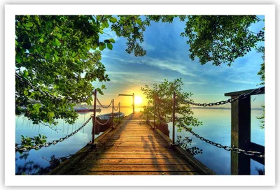 Produktbild von Poster - Poster ohne Rahmen - See Sonnenuntergang Boot Landschaft - 91,5x61 cm - Wand Bild - Wanddeko - Wandbilder - Kunstposter - Wandposter - Bilder - Kunstdruck - Wandbild - P2XAA91x61-2573