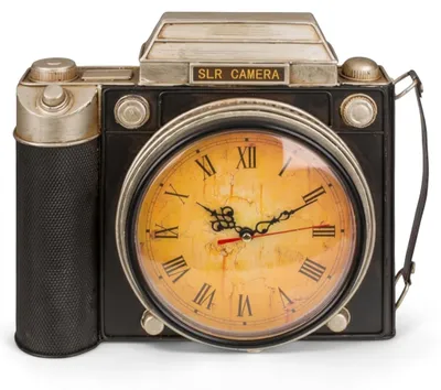 Produktbild von Schlüsselkasten Retro Kamera - Vintage Wanddekoration - Schlüsselkasten mit Uhr - Hochwertiges Metall - Einzigartiges Design - Abmessungen 23 x 8,5 x 29 cm
