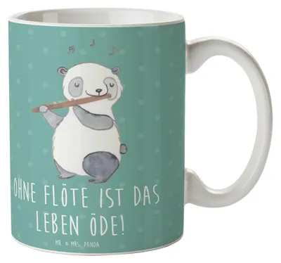 Produktbild von Mr. & Mrs. Panda Tasse Flöte Leben - Meeresbrise - Geschenk, Melodie, Geschenktasse, Teetasse, Keramiktasse, Musik, Instrument lernen, Windinstrument, Trinkbecher, Becher