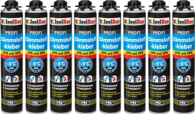 Produktbild von Isolbau B2 Dämmstoffkleber - 8 x 750 ml Perimeterkleber für EPS- & XPS-Platten - 1K PolyurethanKlebeschaum für Dämmung und Isolieren