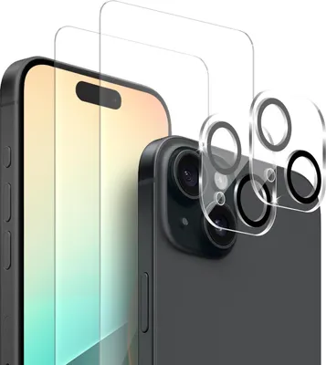 Produktbild von 2x Display + Kamera Glas für Apple iPhone 15 Panzerfolie Displayglas Kameraglas 9H Schutzglas
