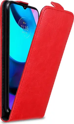 Produktbild von Cadorabo Hülle für Motorola MOTO E20 / E30 / E40 Schutz Hülle in Rot Flip Etui Handyhülle Case Cover