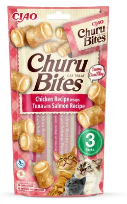Zdjęcie produktu dla Inaba Cat Churu Bites 3x10g (30g) Przysmak Dla Kota Ciasteczka Z Nadzieniem Z Tuńczykiem I Łososiem