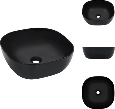 Immagine prodotto di vidaXL Lavabo 42,5 x 42,5 x 14,5 cm in Vetroceramica nera - Lavabo da bagno