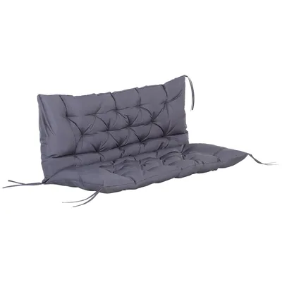 Produktbild von Outsunny Bankauflage mit Rückenlehne, 132 x 110 x 10 cm, 2-Sitzer-Gartenbank-Matratze mit 6 Befestigungsschnüren, für Gartenschaukel, Terrasse, Dunkelgrau