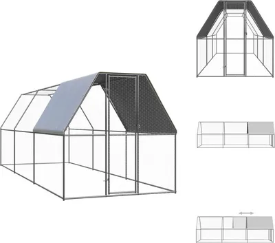 Obrázek produktu pro vidaXL Venkovní klec pro kuřata 2x6x2 m Pozinkovaná ocel - Příbytky a ohrady pro malá zvířata