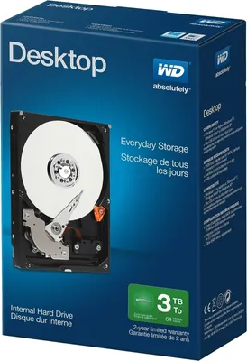 Obrázok produktu pre Western Digital Desktop Everyday, 3 TB, 5400 ot/min, 64 MB, 3.5", Serial ATA III