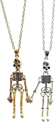Produktbild von Bixorp Friends Halloween BFF Halskette für 2 mit Skelett – Gold- und Silberfarben – Freundschaftshalskette
