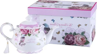 Obrázok produktu pre Veľká kanvica na mlieko kanvica na cukor popoludňajšia čajová súprava kostný porcelán vintage flóra darček pre ňu 1300ml - kanvica vták ruža motýľ