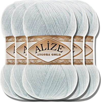 Produktbild von Alize 5x 100g Angora Gold Wolle, Uni, Häkeln, Stricken (Winter Sky | 514)