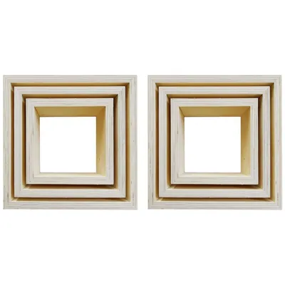 Image de 6 ensembles de 3 petites étagères carrées en bois de 22, 18 et 14 cm