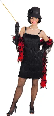 Produktbild von Fransenkleid schwarz Charleston Flapper 20er Jahre Karneval Fasching Kostüm 46/48