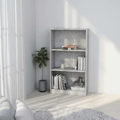 Immagine prodotto di Libreria 3 scomparti grigio cemento 60x24x109 cm materiale legno