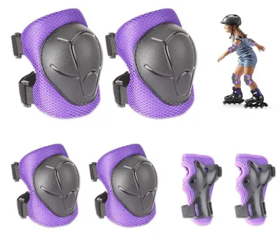 Immagine prodotto di Protezioni per ginocchia per bambini, set di 6 pezzi, colore lilla/viola, per età 3-8 anni