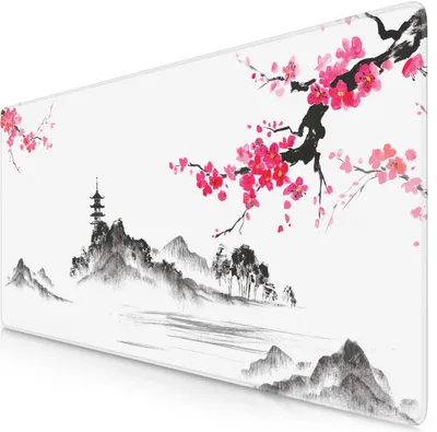 Zdjęcie produktu dla Titanwolf Gaming Mouse Pad XXL, 900 x 400 x 3 mm, podkładka na biurko, zmywalna, antypoślizgowy spód, szybkość i precyzja, Ink Sakura