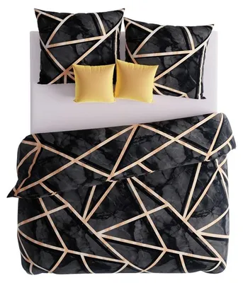 Immagine prodotto di Biancheria da letto, lenzuola in raso, alta qualità, 160x200, modello Celestia, colore nero e oro