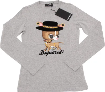 Produktbild von 7019O maglia grigia bimba DSQUARED2 cotone manica lunga maglie t-shirts kids