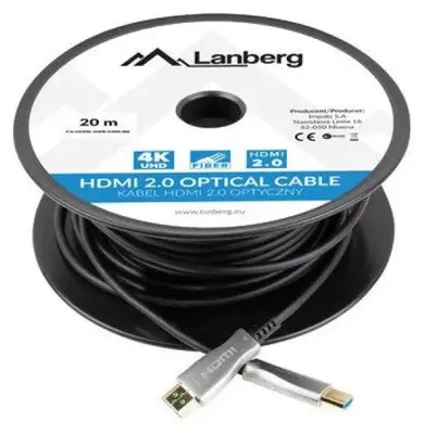 Immagine prodotto di Lanberg CA-HDMI-20FB-0200-BK Cavo HDMI 20 m HDMI tipo A (standard) nero - argento (CA-HDMI-20FB-0200-BK)